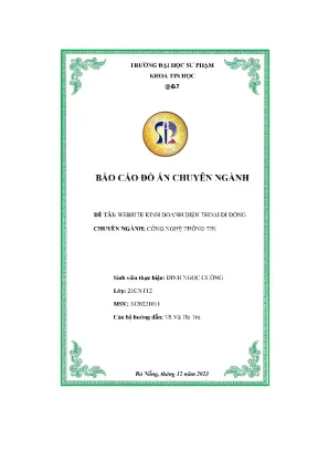 Báo cáo đồ án chuyên ngành đề tài website kinh doanh điện thoại di động