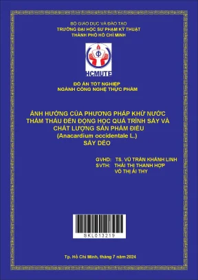 Ảnh hưởng của phương pháp khử nước thẩm thấu đến động học quá trình sấy và chất lượng sản phẩm điều anacardium occidentale l sấy dẻo