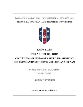 Các yếu tố ảnh hưởng đến rủi ro thanh khoản của các ngân hàng thương mại cổ phần việt nam