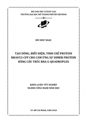 Tạo dòng biểu hiện tinh chế protein rhau53 cfp cho cảm ứng sự dimer protein bằng cấu trúc rna g quadruplex