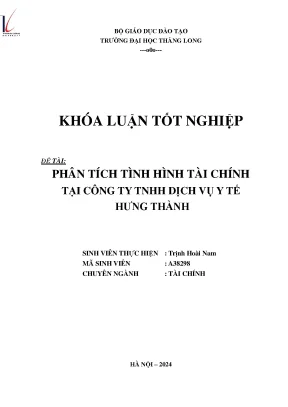 Phân tích tình hình tài chính tại công ty tnhh dịch vụ y tế hưng thành