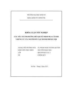 Khóa luận tốt nghiệp kinh tế chính trị các yếu tố ảnh hưởng đến quyết định mua nhà ở chung cư của người dân thành phố hà nội