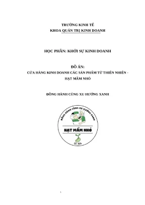 Đồ án khởi sự kinh doanh