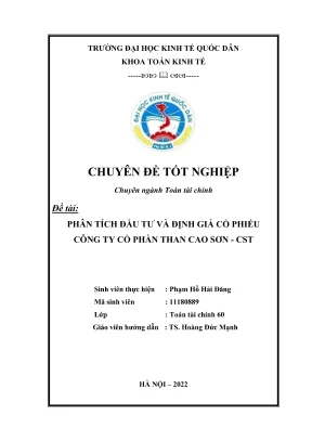 Chuyên đề tốt nghiệp phân tích đầu tư và định giá cổ phiếu công ty cổ phần than cao sơn cst