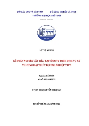 Khóa luận tốt nghiệp kế đh thủy lợi kế toán nguyên vật liệu tại công ty tnhh dịch vụ và thương mại thiết bị công nghiệp ttpc