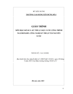 Giáo trình kỹ thuật điện nước công trình ngành công nghệ kỹ thuật tài nguyên nước cao đẳng