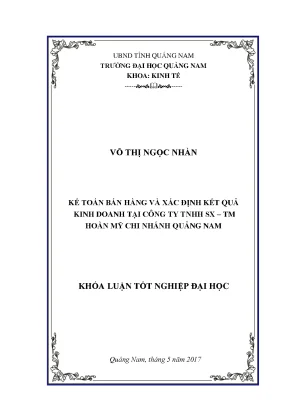 Kế toán bán hàng và xác định kết quả kinh doanh tại công ty tnhh sx tm hoàn mỹ chi nhánh quảng nam