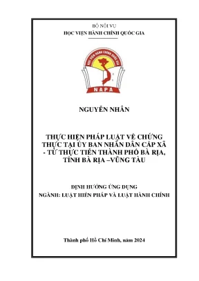 Thực hiện pháp luật về chứng thực tại ủy ban nhân dân cấp xã từ thực tiễn thành phố bà rịa tỉnh bà rịa vũng tàu