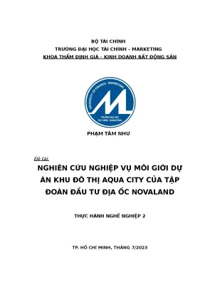 Nghiên cứu nghiệp vụ môi giới dự án khu đô thị aqua city của tập đoàn đầu tư địa ốc novaland