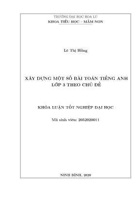 Xây dựng một số bài toán tiếng anh lớp 3 theo chủ đề