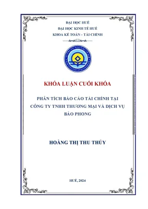 Phân tích báo cáo tài chính của công ty tnhh thương mại và dịch vụ bảo phong