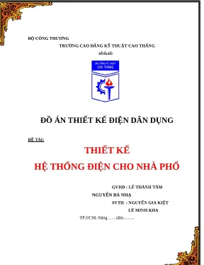 Đồ án thiết kế điện dân dụng đề tài thiết kế hệ thống điện cho nhà phố
