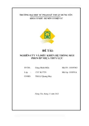 Đề tài nghiên cứu và điều khiển hệ thống máy phun ép nhựa thủy lực