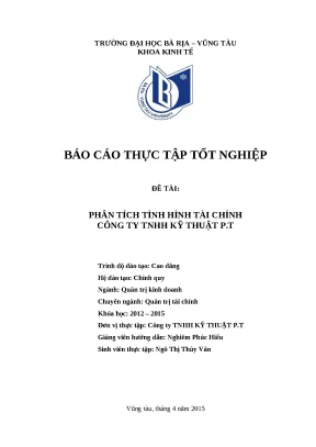 Luận văn tốt nghiệp phân tích tình hình tài chính công ty tnhh kỹ thuật p t