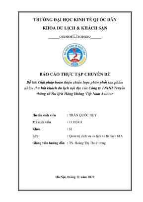Chuyên đề thực tập giải pháp hoàn thiện chiến lược phân phối sản phẩm nhằm thu hút khách du lịch nội địa của công ty tnhh truyền thông và du lịch hàng không việt nam avitour