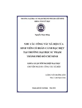 Nhu cầu công tác xã hội của sinh viên có hoàn cảnh đặc biệt tại trường đại học sư phạm thành phố hồ chí minh