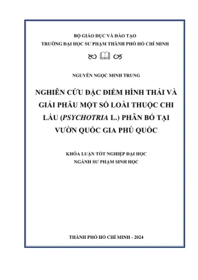 Khóa luận tốt nghiệp sinh học nghiên cứu đặc điểm hình thái và giải phẫu một số loài thuộc chi lấu psychotria l phân bố tại vườn quốc gia phú quốc
