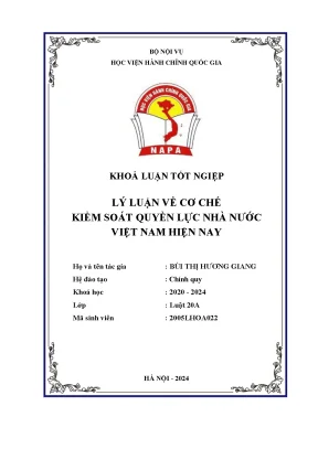 Khoá luận lý luận về cơ chế kiểm soát quyền lực nhà nước việt nam hiện nay