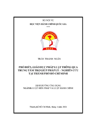 Đề án phổ biến giáo dục pháp luật thông qua trung tâm trợ giúp pháp lý nghiên cứu tại thành phố hồ chí minh