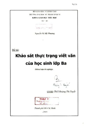 Khóa luận tốt nghiệp giáo dục tiểu học khảo sát thực trạng viết văn của học sinh lớp 3