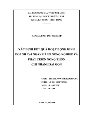 Xác định kết quả hoạt động kinh r ndoanh tại ngân hàng nông nghiệp và r nphát triển nông thôn r nchi nhánh sài gòn