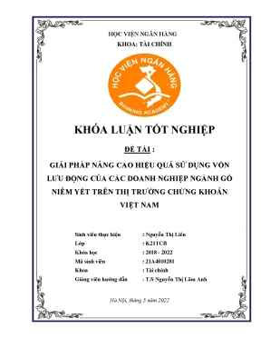 Giải pháp nâng cao hiệu quả sử dụng vốn lưu động của các doanh nghiệp ngành gỗ niêm yết trên thị trường chứng khoán việt nam