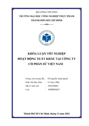 Khóa luận tốt nghiệp hoạt động xuất khẩu tại công ty cổ phần sứ việt nam