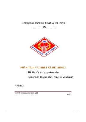 Đề tài quản lý quán cafe