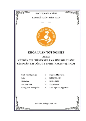 Kế toán chi phí sản xuất và tính giá thành sản phẩm tại công ty tnhh taesan việt nam