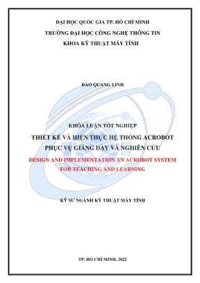 Khóa luận tốt nghiệp kỹ thuật phần mềm thiết kế và hiện thực hệ thống acrobot phục vụ giảng dạy và nghiên cứu