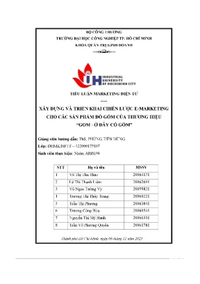 Xây dựng và triển khai chiến lược e marketing cho các sản phẩm đồ gốm của thương hiệu gom ở đây có gốm
