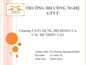Xây dựng mô hình củacác hệ nhiều vậtgiảng viên ts dương quang khánh