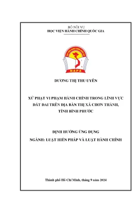 Xử phạt vi phạm hành chính trong lĩnh vực đất đai trên địa bàn thị xã chơn thành tỉnh bình phước