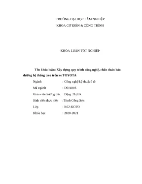 Khóa luận xây dựng quy trình công nghệ chẩn đoán bảo dưỡng hệ thống treo trên xe toyota