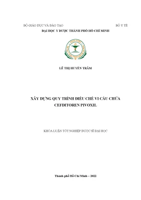 Xây dựng quy trình điều chế vi cầu chứa cefditoren pivoxil