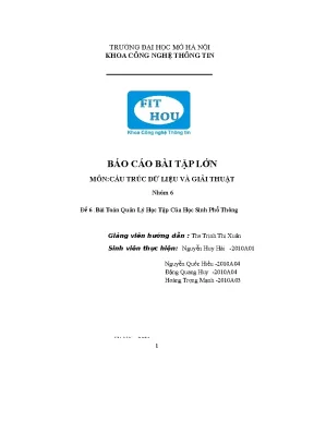 Đề 6 bài toán quản lý học tập của học sinh phổ thông