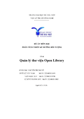 Đồ án môn học phân tích thiết kế hướng đối tượng đề tài quản lý thư viện open library