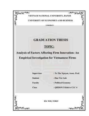 Khóa luận tốt nghiệp kinh tế chính trị analysis of factors affecting firm innovation an empirical investigation for vietnamese firms