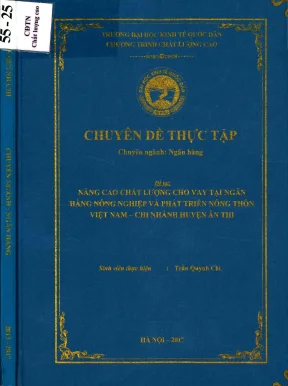 Chuyên đề thực tập nâng cao chất lượng cho vay tại ngân hàng nông nghiệp và phát triển nông thôn chi nhánh huyện ân thi