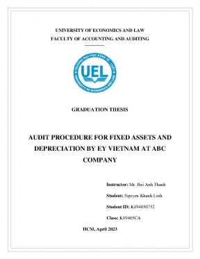 Audit procedure for fixed assets and r ndepreciation by ey vietnam at abc r ncompany