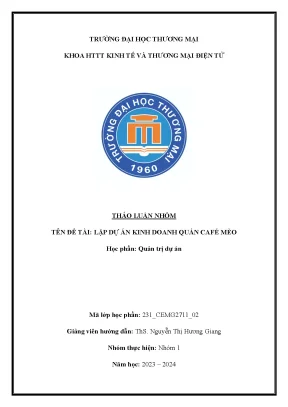 Tên đề tài lập dự án kinh doanh quán café mèo