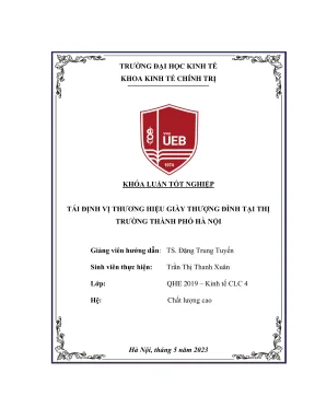 Khóa luận tốt nghiệp kinh tế chính trị tái định vị thương hiệu giày thượng đình tại thị trường thành phố hà nội