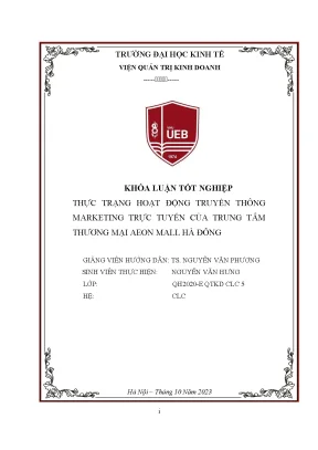 Khóa luận tốt nghiệp thực trạng hoạt động truyền thông marketing trực tuyến của trung tâm thương mại aeon mall hà đông
