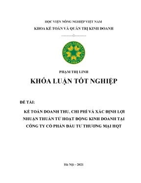 Kế toán doanh thu chi phí và xác định lợi nhuận thuần từ hoạt động kinh doanh tại công ty cổ phần đầu tư thương mại hqt