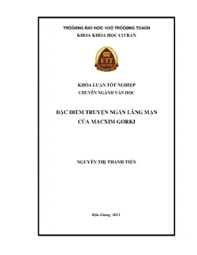 Khóa luận tốt nghiệp văn học đặc điểm truyện ngắn lãng mạn của macxim gorki
