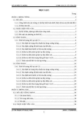 Đồ án nền và móng công trình cho các móng có nội lực tính toán dưới chân cột tại cao độ mặt đất