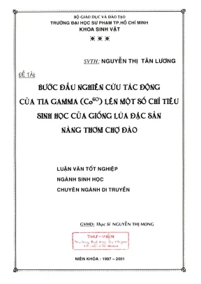 Khóa luận tốt nghiệp sinh học bước đầu nghiên cứu tác động của tia gamma co60 lên một số chỉ tiêu sinh học của giống lúa đặc sản nàng thơm chợ đào