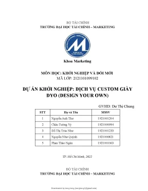 Dự án khởi nghiệp dịch vụ custom giày dyo design your own