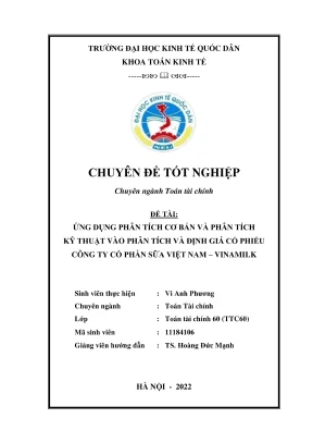 Chuyên đề tốt nghiệp ứng dụng phân tích cơ bản và phân tích kỹ thuật vào phân tích và định giá cổ phiếu công ty cổ phần sữa việt nam vinamilk