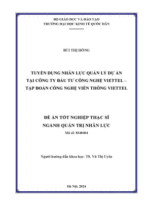 Tuyển dụng nhân lực quản lý dự án tại công ty đầu tư công nghệ viettel tập đoàn công nghiệp viễn thông quân đội viettel